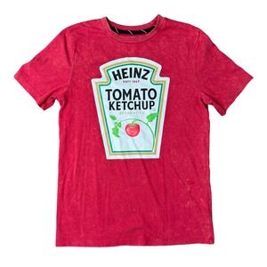 Heinz Tomato Ketchup Graphic T-Shirt Large 12/14 Red Mad Engine Acid Wash
